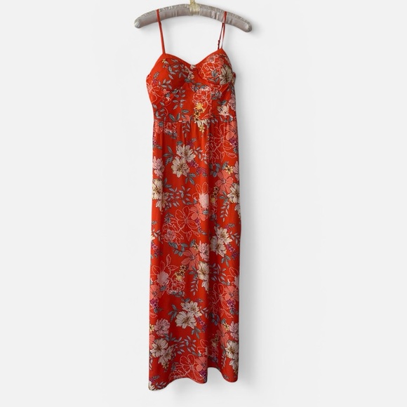 Bog Collective Dresses & Skirts - Boho Hawaiian Red Floral Sundress Tropical Maxi Long BOG Collective Fitted